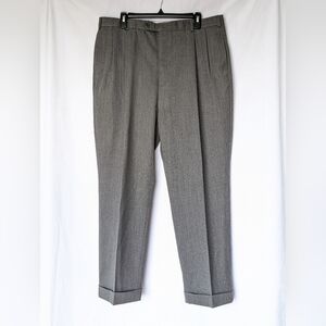 EUC Brooks Brothers 346 Gray 100% Wool Pleated Cuffed Dress Pants Size 38x30